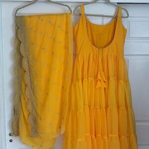 Haldi Yellow Embroidered Georgette